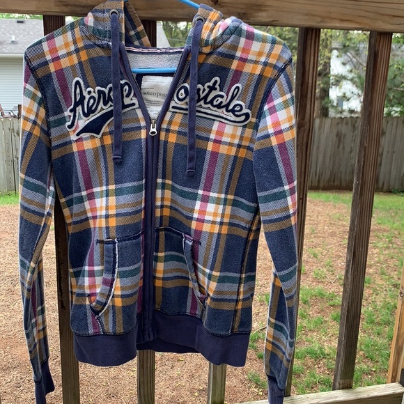 Aeropostale Tops - Plaid zip up hoodie